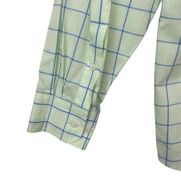 Southern Tide Mens Size Large Button Down Dress Shirt Plaid Green Blue White - Picture 8 of 10